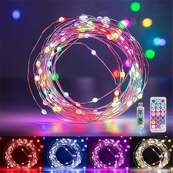 Fairy Lights Color Changing - 33 FT 100 LED String Lights with Remote, 11 Modes - Picture 1 of 7